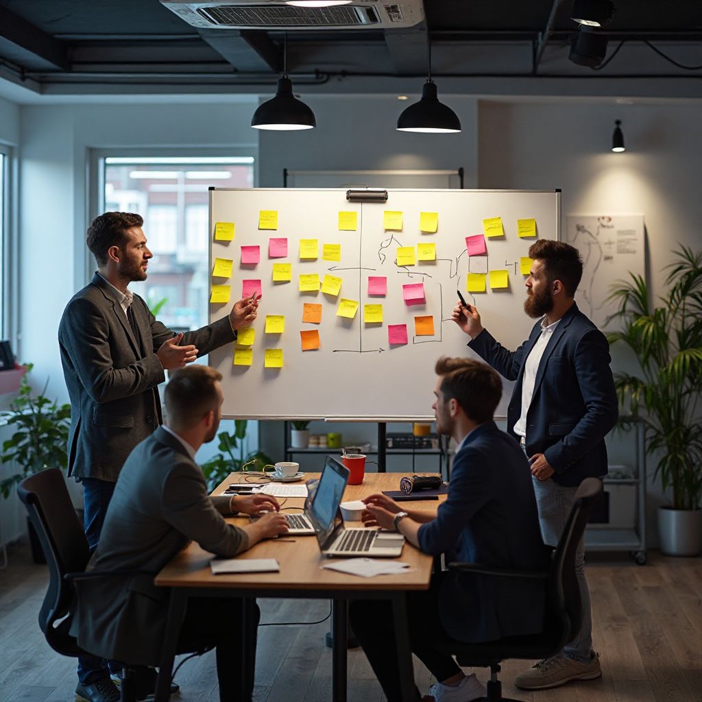 Team brainstorming session for new game features