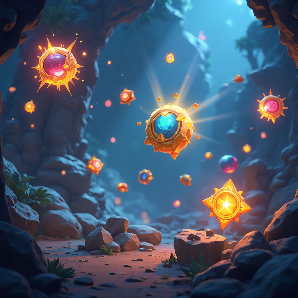 Various power-ups and collectibles in the game