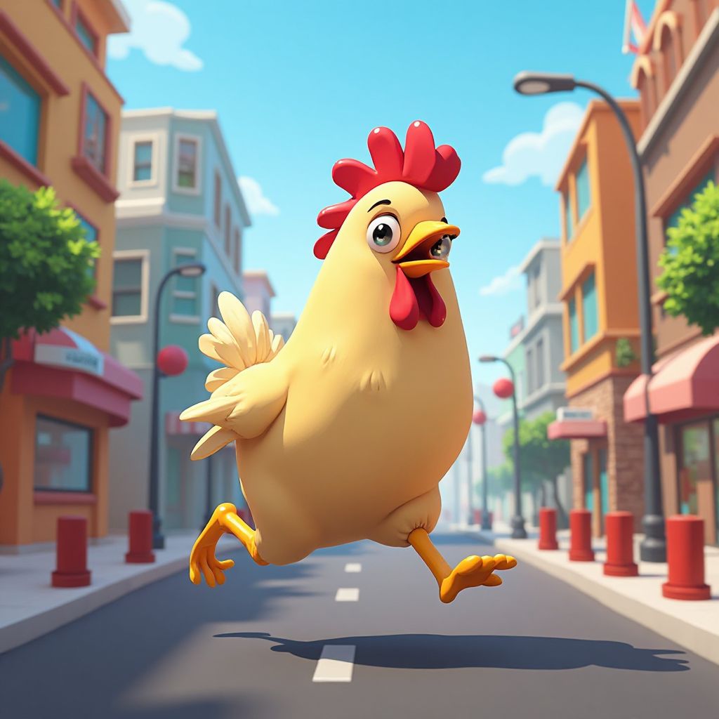 Game screenshot showing character running through city landscape